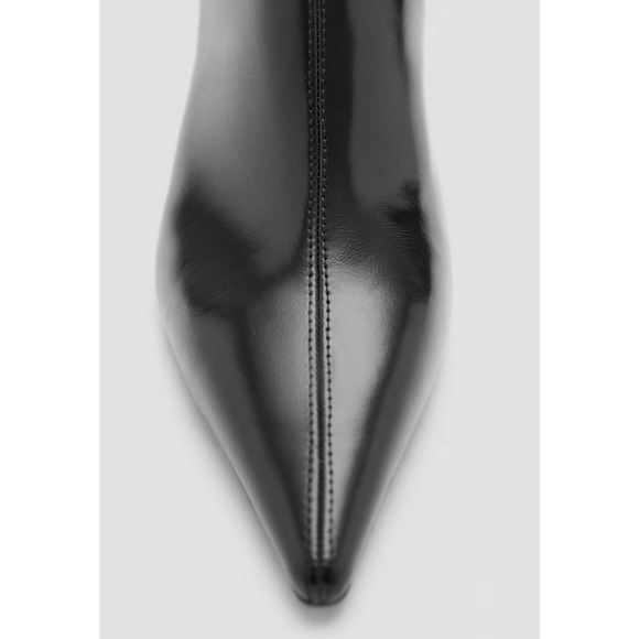 NEW MANGO MNG BLACK TOBI FAUX LEATHER KITTEN HEEL ANKLE BOOTS BOOTIE 39 US 8.5 - Picture 4 of 6